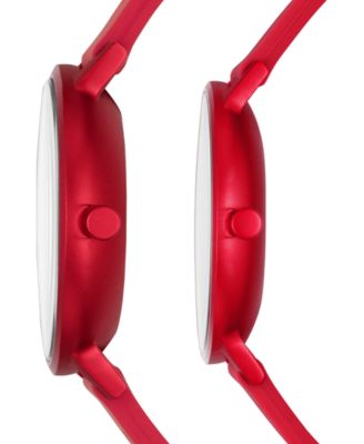 Skagen Unisex Aaren Kulor Red Silicone Strap Watches 41mm & 36mm Gift Set