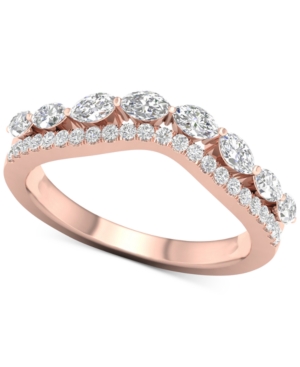 image of Diamond Marquise Chevron Statement Ring (1/2 ct. t.w.) in 14k Rose Gold