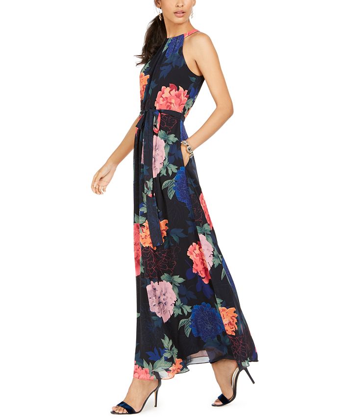 SL Fashions Floral-Print Halter Maxi Dress & Reviews - Dresses - Women ...