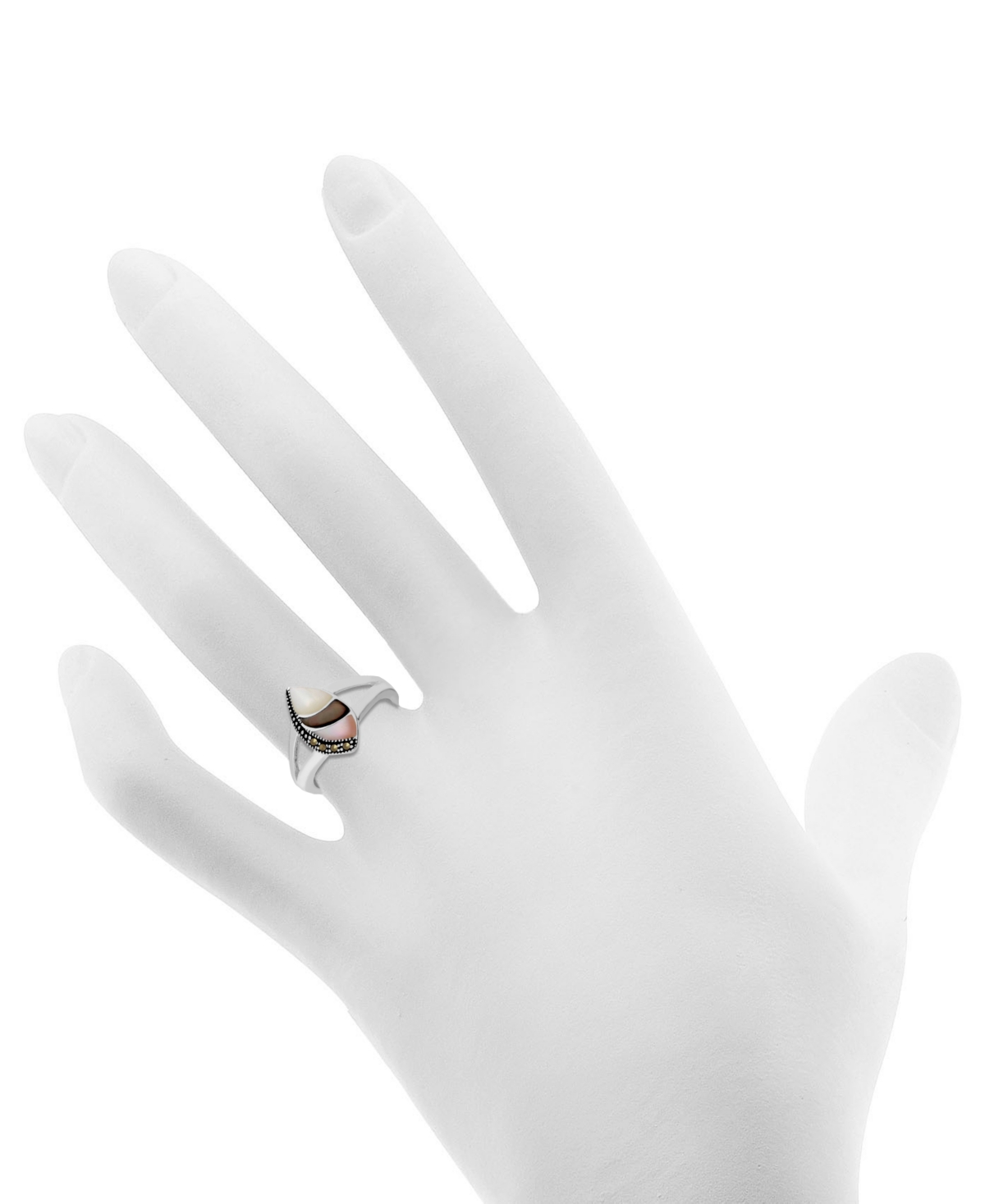 Genuine Marcasite &Shell Ring in Silver-Plate - Multi