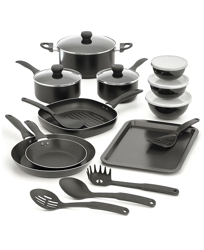 T-fal Kitchen Solutions 21-Piece Nonstick Cookware Set, Black 
