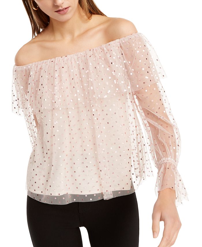 INC International Concepts INC Off-The-Shoulder Shine-Dot Top, Created ...