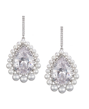 image of Nina Pearl Halo Pear Cut Earrings