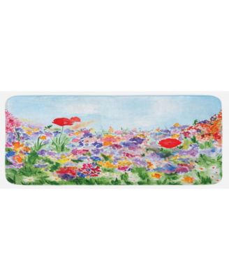 Watercolor Flower Kitchen Mat