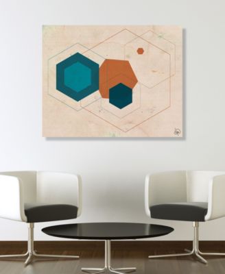 Creative Gallery Retro Cerulean Core Hexagons Abstract 36" x 24" Canvas Wall Art Print