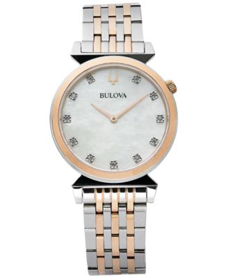 bulova women's diamond two tone stainless steel watch