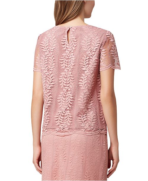 Tahari ASL Lace ShortSleeve Top & Reviews Tops Women Macy's