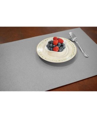 Dainty Home Faux Leather Pebble Slip Resistant Suede Backing Embossed 3D Surface Luxury 12" x 18" Place Mats - Set of 4