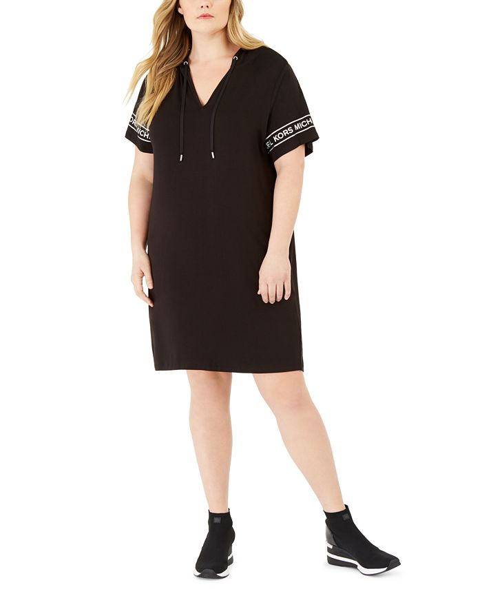 Michael Kors Plus Size Logo Hooded T Shirt Dress Reviews Dresses Plus Sizes Macy S