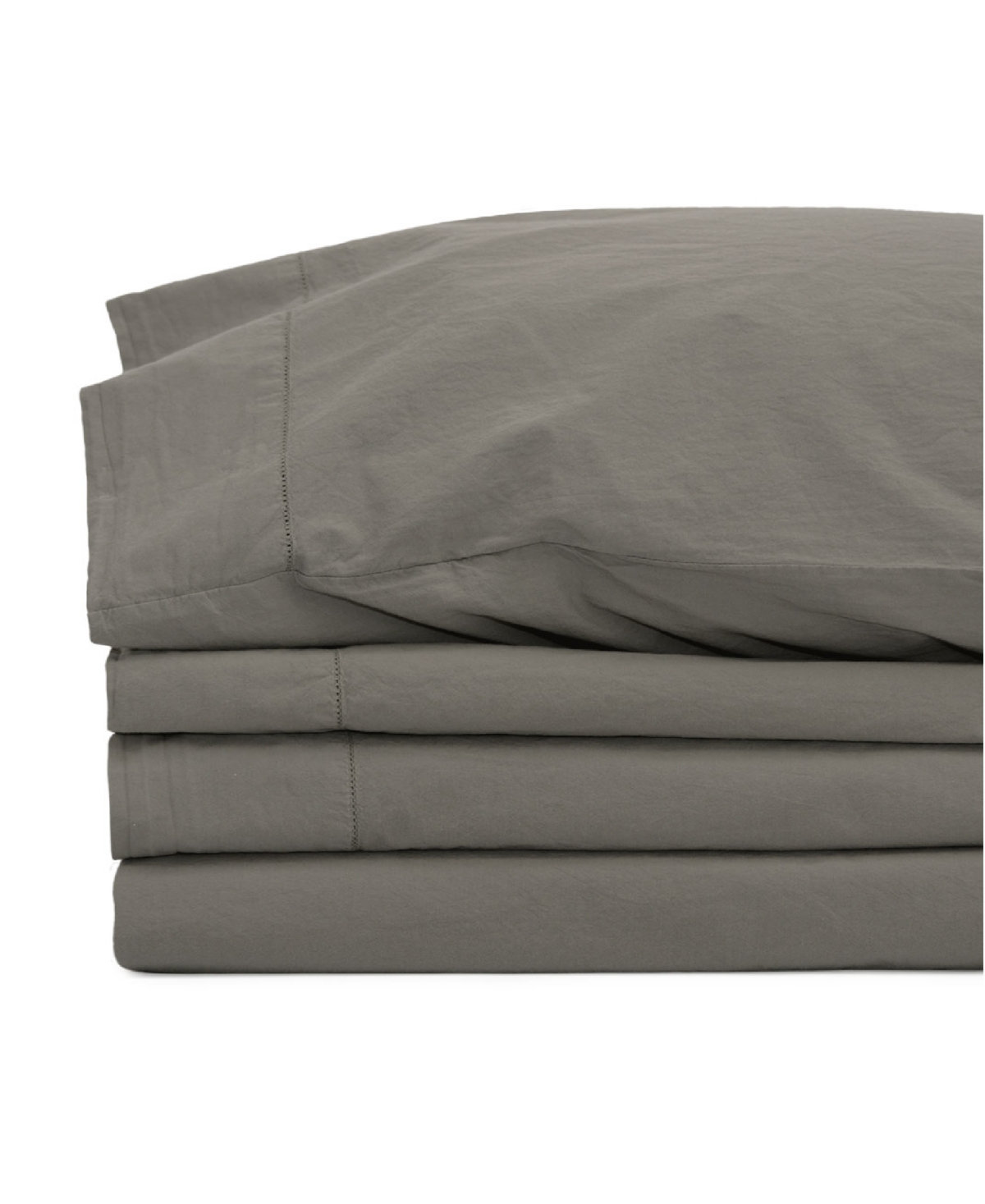 Jennifer Adams Relaxed Cotton Percale Queen Sheet Set - Charcoal
