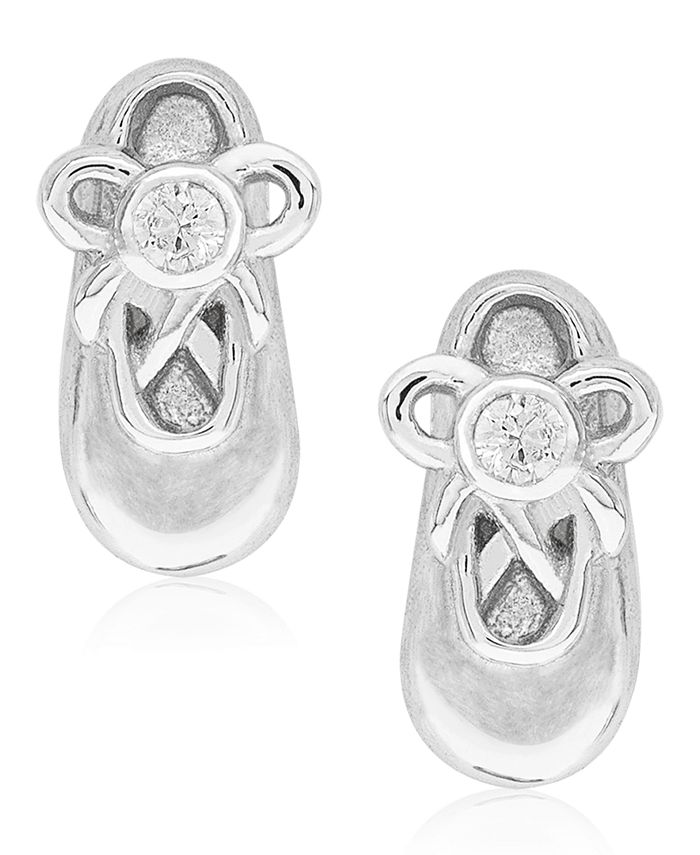 Rhona Sutton - Children's Diamond Accent Ballet Slipper Stud Earrings in Sterling Silver