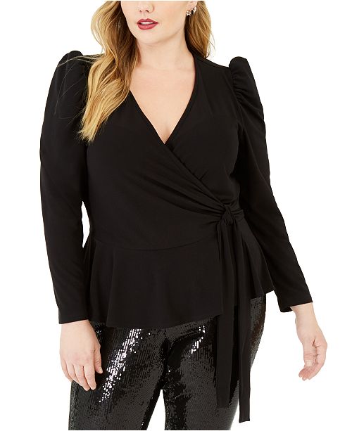 Inc International Concepts Inc Plus Size Puff Shoulder Wrap Top