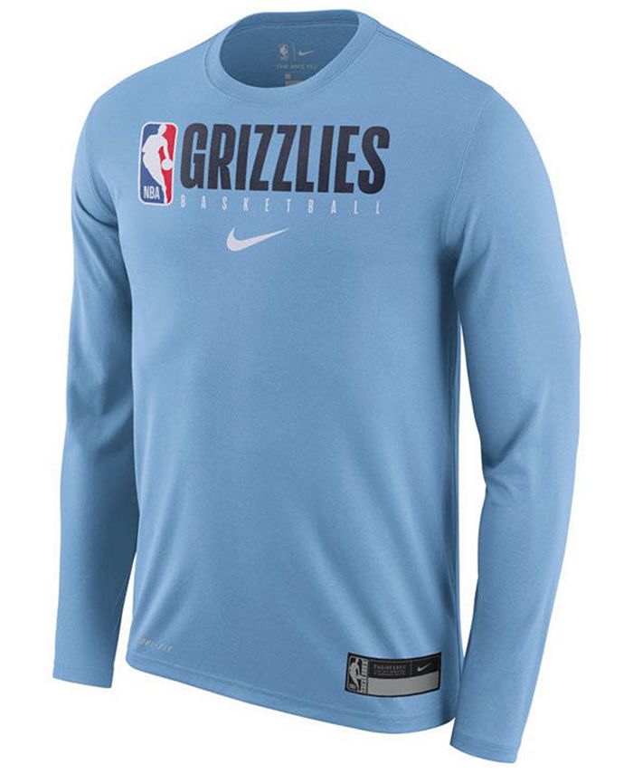 Men's Nike Gray Memphis Grizzlies Practice Performance Long Sleeve