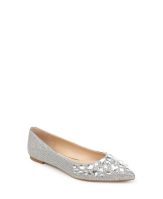 flat silver evening shoes