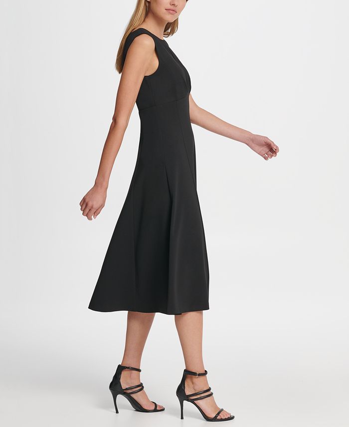 DKNY Pleated Empire Waist Midi Fit & Flare Dress Macy's