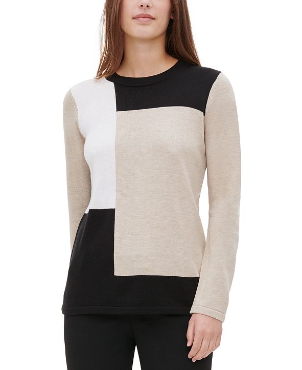 Calvin Klein Colorblocked Sweater & Reviews Sweaters Women Macy's