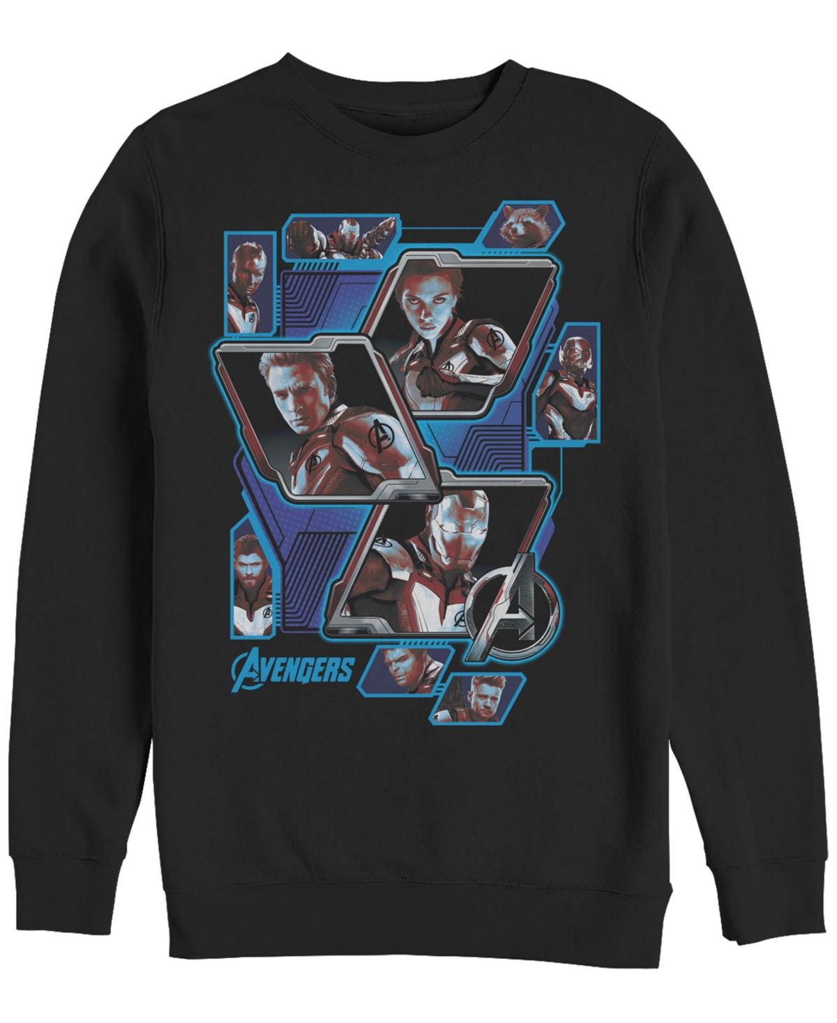 Marvel Men's Avengers Endgame Tech Block Portraits, Crewneck Fleece