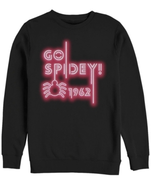 Marvel Men's Spider-Man Go Spidey Neon Text Crewneck Fleece