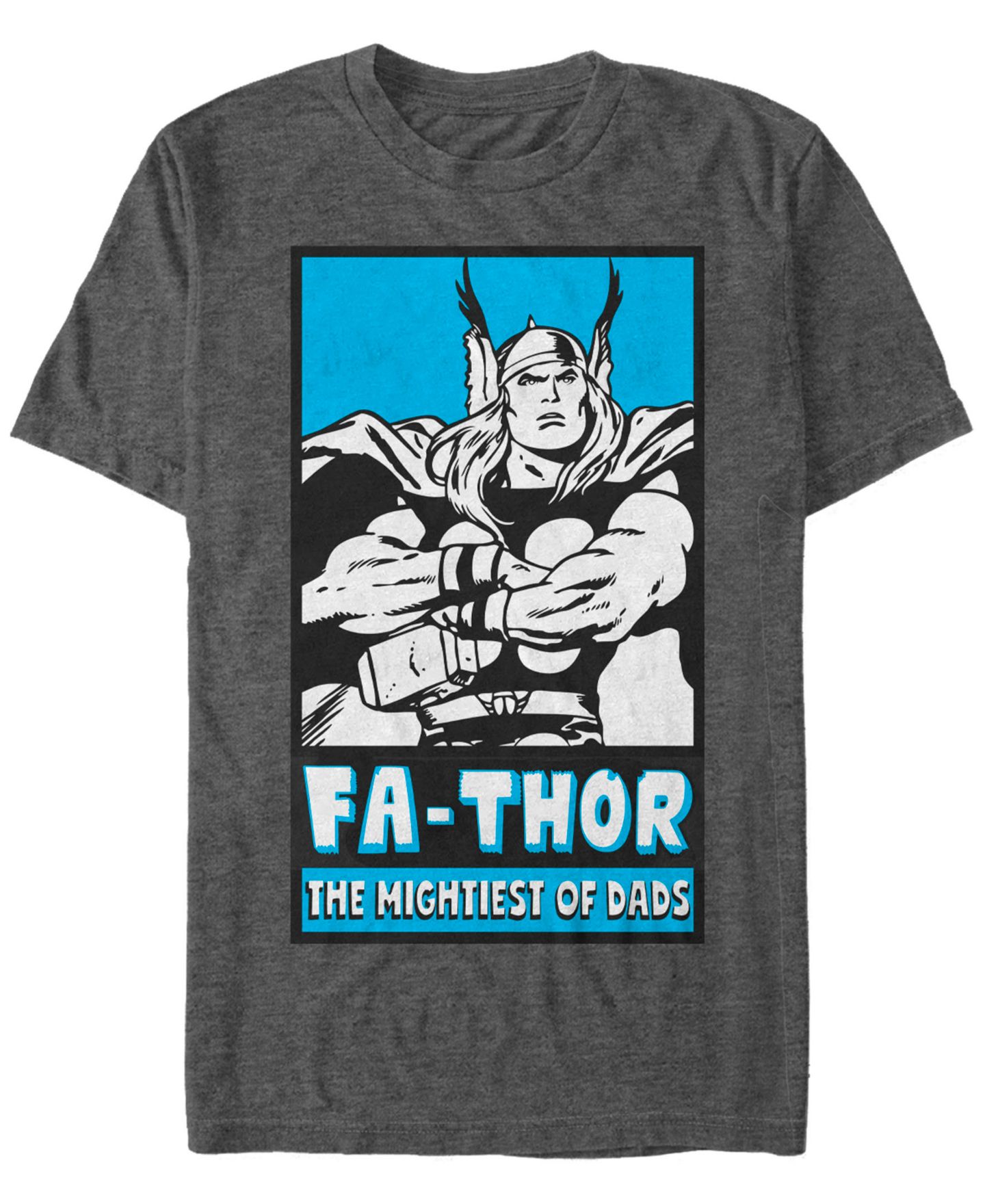 Мужская футболка Fifth Sun Marvel Classic Comics Thor Mightiest Of Dads Poster, Short Sleeve, цвет: Тёмный серый — фото 1