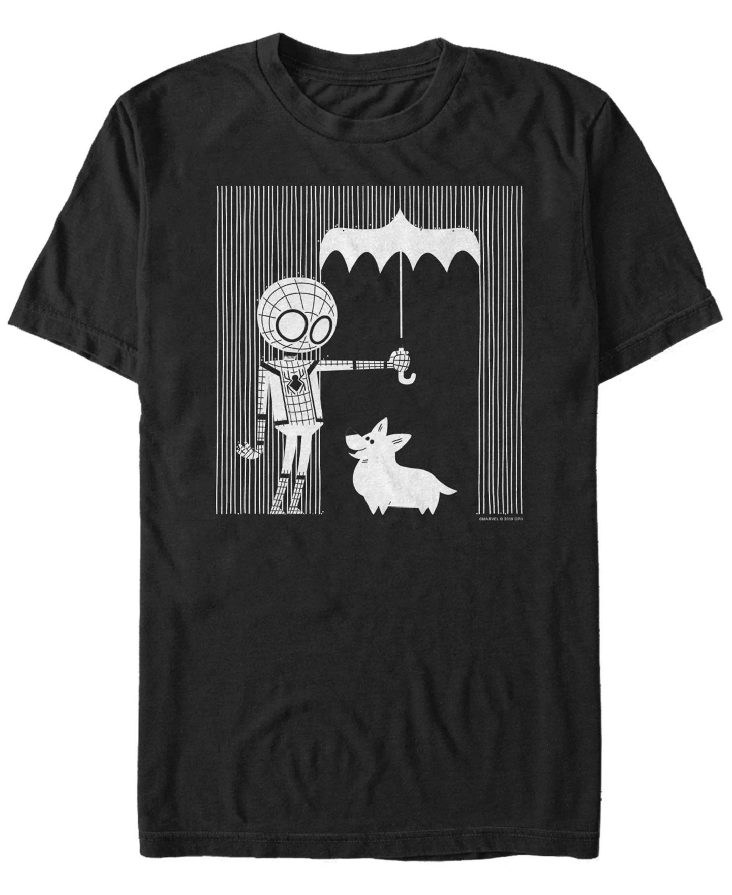 Мужская футболка Fifth Sun Marvel Spider-Man Far From Home Umbrella Corgi, Short Sleeve, цвет: Чёрный — фото 2
