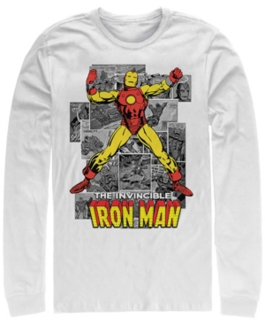 Marvel Men's Classic Comics Iron Man Invincible Comic Strips Long Sleeve T-Shirt
