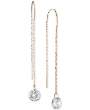 Shop Dkny Gold-tone Crystal Threader Earrings