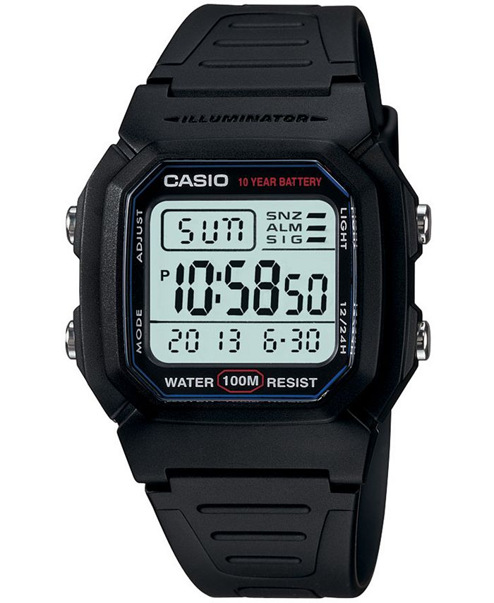 Casio - Men's Digital Black Resin Strap Watch 37mm