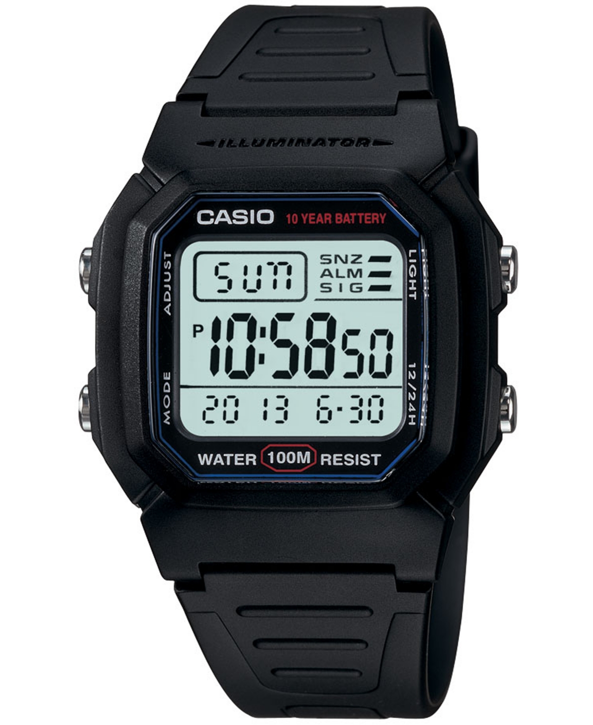 Casio Men's Digital Black Resin Strap Watch 37mm