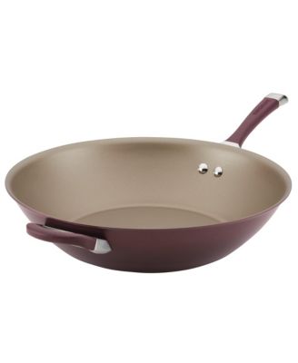 Circulon - Symmetry Hard-Anodized Nonstick 14" Stir Fry Pan with Helper Handle, Merlot