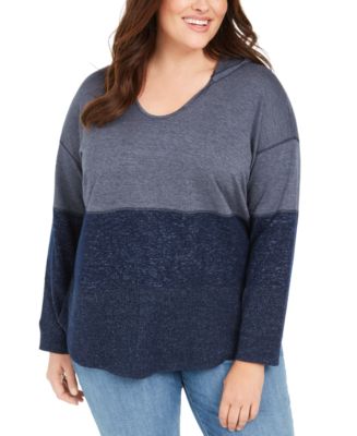 Style & Co Plus Size Colorblocked Hoodie, Created for Macy's - Macy's