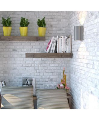 American Art Decor Rustic Wood Floating Wall Shelf