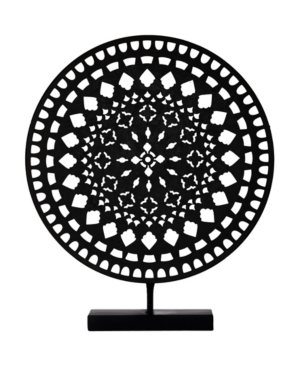 Crystal Art Gallery American Art Decor Medallion Sculpture On Stand Table Top Decor In Black