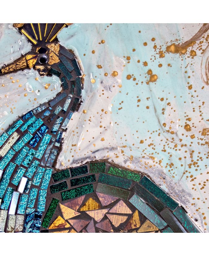 Crystal Art Gallery American Art Decor Peacock Crushed Glass Mosaic