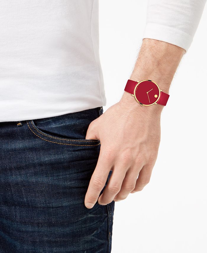 Red movado sale watch
