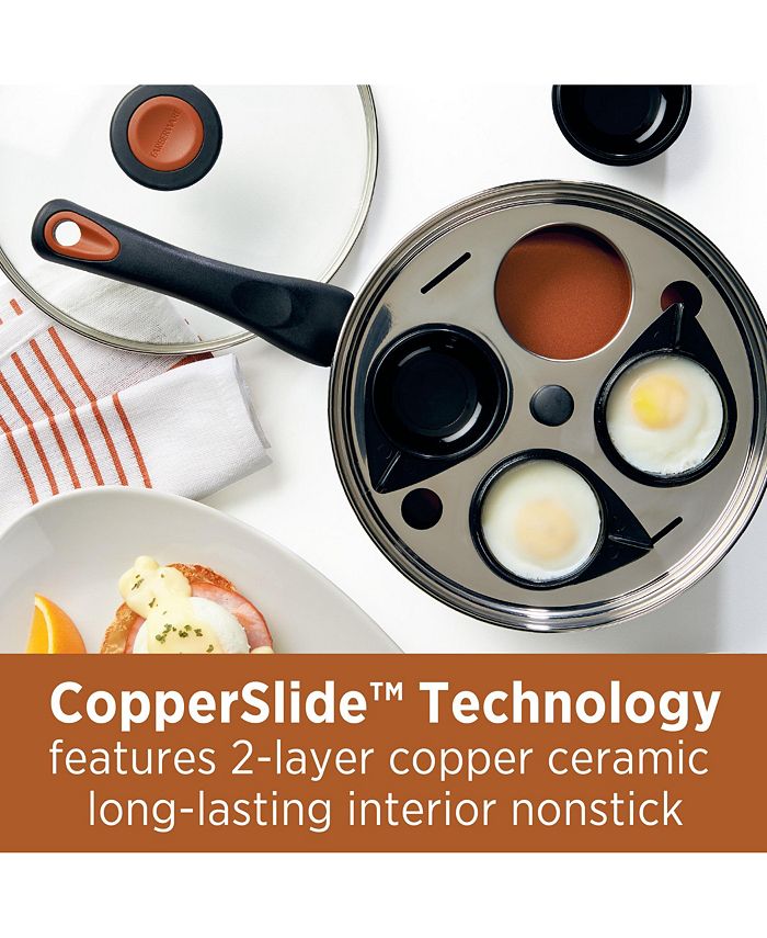 Farberware Glide Copper Ceramic 8" Nonstick Covered Egg Poacher Macy's