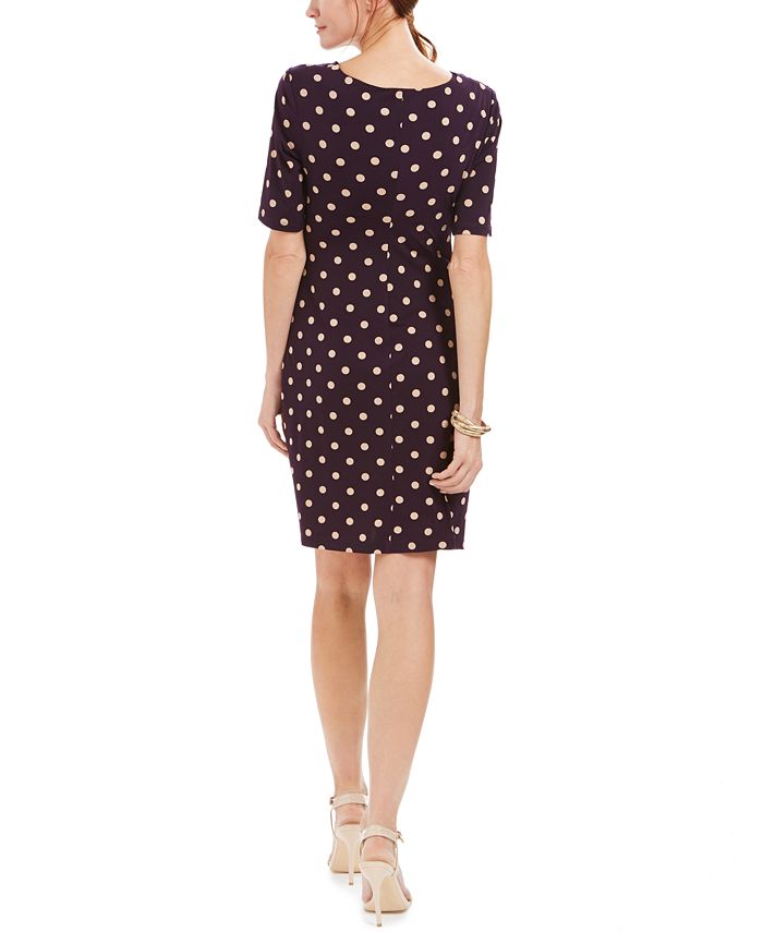 Connected Petite Ruched Polka-Dot Sheath Dress - Macy's