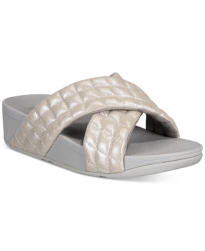 FITFLOP FITFLOP LULU PADDED SHIMMY SUEDE SLIDE SANDALS WOMEN'S SHOES