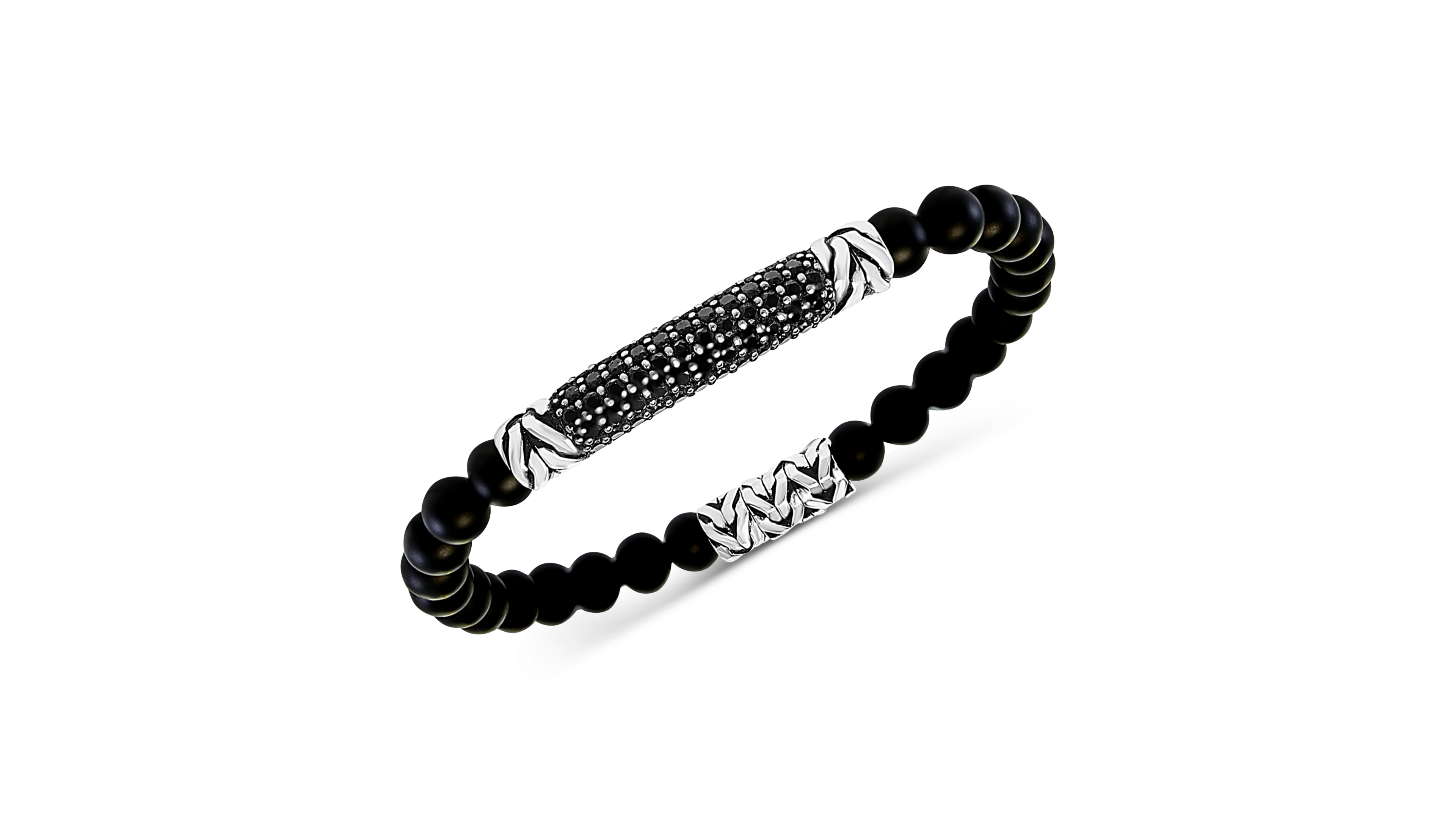 Effy Men's Onyx (6mm) Bead & Black Spinel Bracelet in Sterling Silver