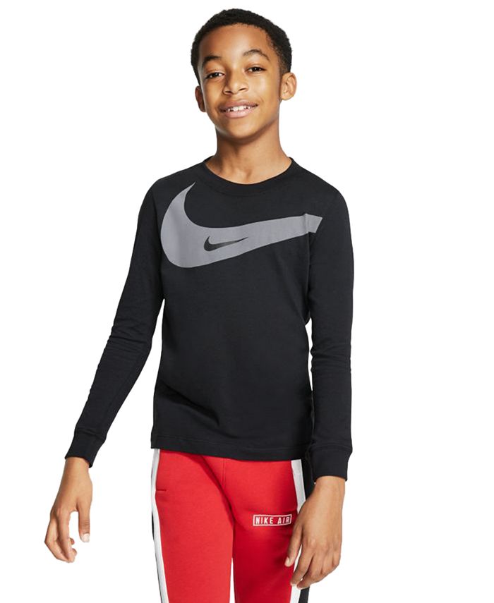 Nike Big Boys Cotton Long-Sleeve Swoosh T-Shirt - Macy's