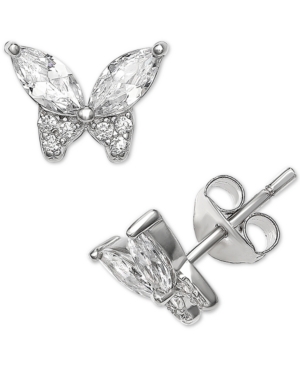 Giani Bernini Cubic Zirconia Butterfly Stud Earrings In Sterling Silver, Created For Macy's