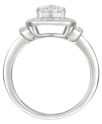 Macy's 3/4 ct. t.w. Round & Baguette Shape Diamond Ring in 14k White Gold