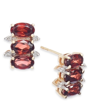 image of Garnet (4-3/8 ct. t.w.) & Diamond (1/10 ct. t.w.) Drop Earrings in 14k Gold