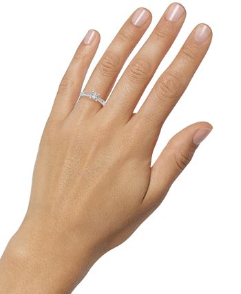 GIA Certified Diamonds - Certified Diamond Princess Solitaire Ring (1/2 ct. t.w.) in 14k White Gold