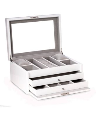 Lacquer Large Jewelry Chest with Multi-Compartment Storage