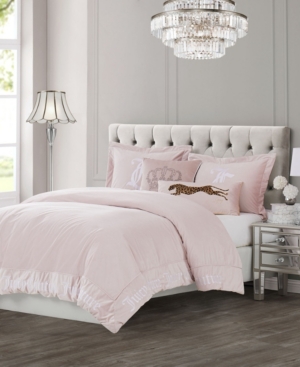 Juicy Couture Velvet 3-piece Queen Comforter Set Bedding In Pink