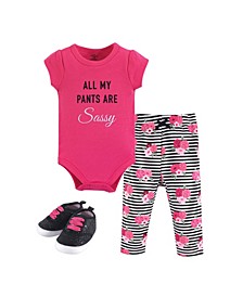 Baby Girl and Boy Bodysuit, Pants and Pair of Shoes