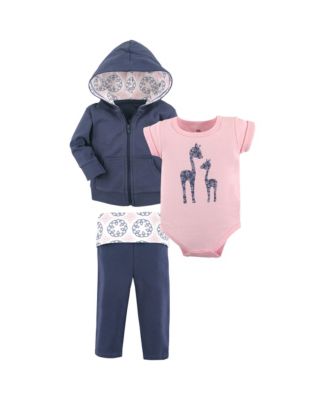 Yoga Sprout Toddler Girls Cotton Hoodie Bodysuit or Tee Top and Pant - Whimsical giraffe baby 23$