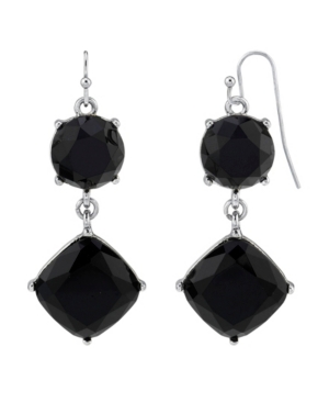 image of 2028 Silver-Tone Faceted Drop Earrings