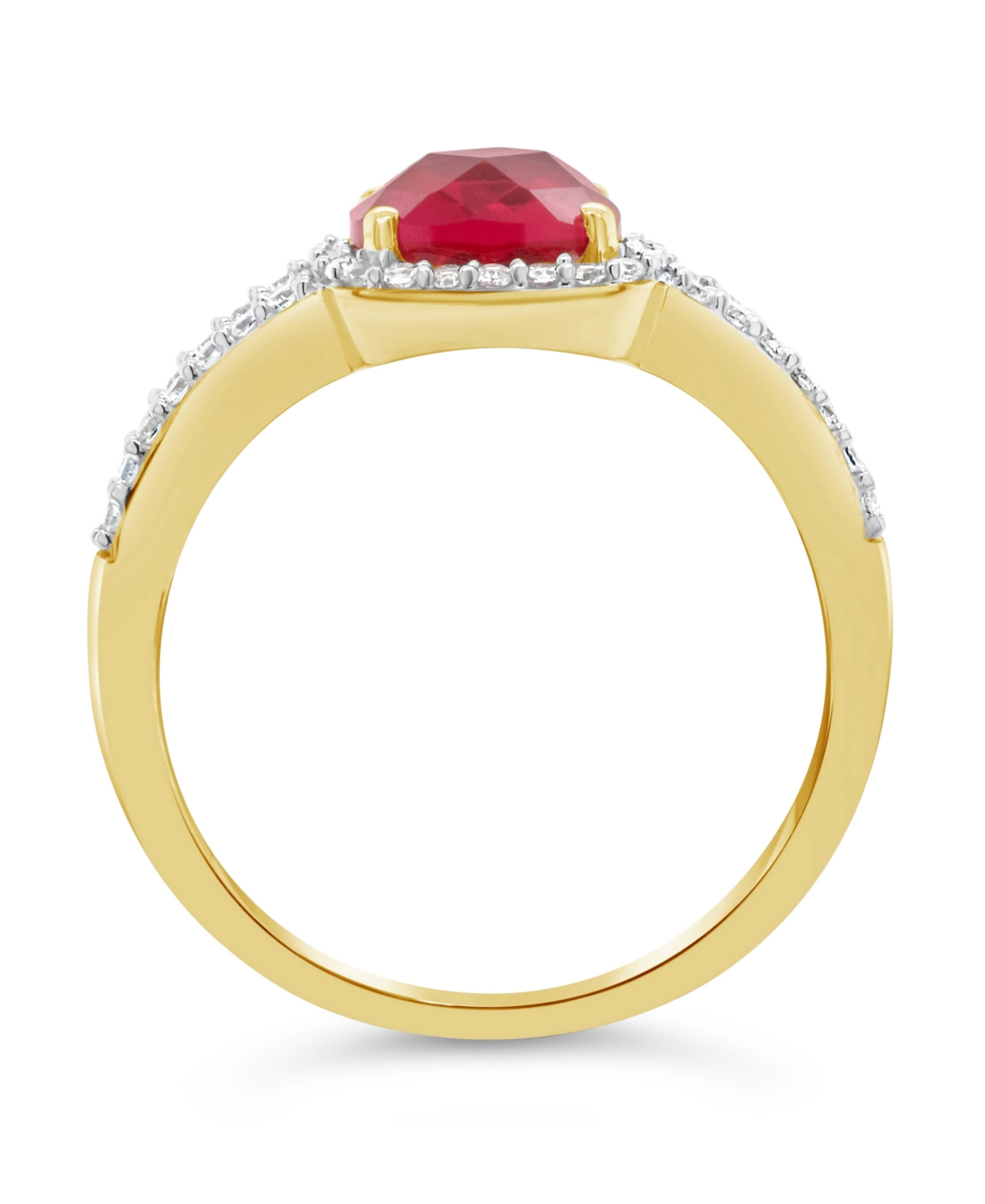 Lab Grown(1-3/4 ct. t.w.) and Lab Grown White Sapphire (1/4 ct. t.w.) Ring in 10k Yellow Gold - Ruby