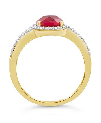 Macy's - Created Ruby (1-3/4 ct. t.w.) and Created White Sapphire (1/4 ct. t.w.) Ring in 10k Yellow Gold
